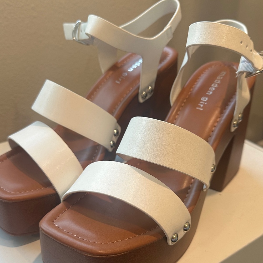Madden Girl Cream Platform Heels